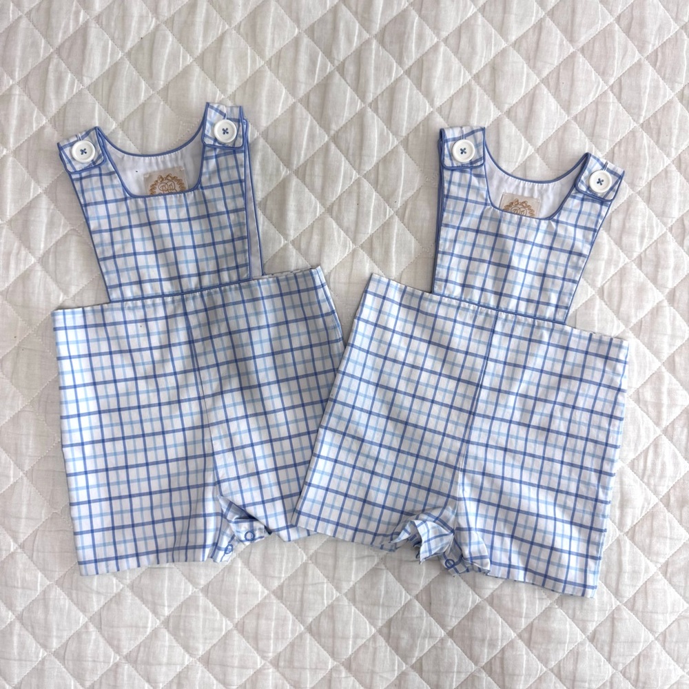 Beaufort Bonnet- Blue and White Plaid Baby Jon Jons